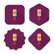 baby Rattle flat icon with long shadow eps10 N136