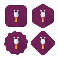 baby Rattle flat icon with long shadow eps10 N137