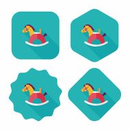 horse toy flat icon with long shadow eps10 N30