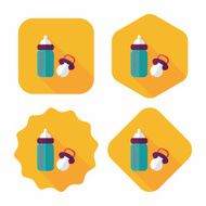 Baby bottle flat icon with long shadow EPS 10 N43