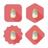 Baby bottle flat icon with long shadow EPS 10 N44