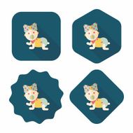 baby Rattle flat icon with long shadow eps10 N141