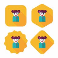 Chinese New Year girl flat icon with long shadow eps10 N66