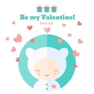 Card with cute child for Valentines day