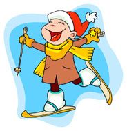 Girl with ski and ski-sticks