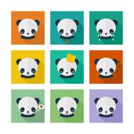 Panda vector icons set in flat design