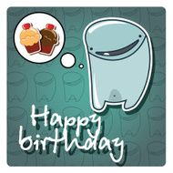 Happy birthday card with cute colorful monster vector N3