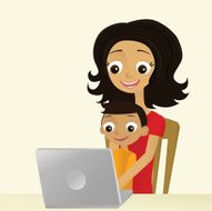 Mom and Son with Laptop