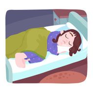 little girl sleeping in her bed