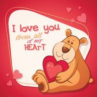 Happy Valentine&#039;ÂÂs day card with cute teddy bear