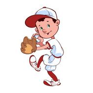 Baseball player with ball and glove