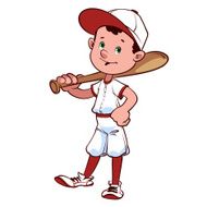 Baseball player with a bat on his shoulder