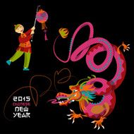 Chinese New Year Dragon dance Greeting card