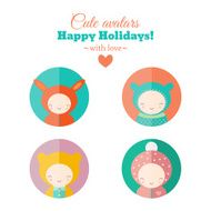 Vector set of holiday carnival avatars N3
