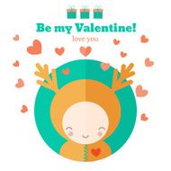 Card with cute child for Valentines day N2