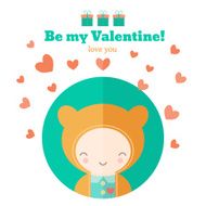 Card with cute child for Valentines day N5
