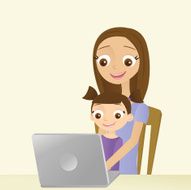 Mom and Daughter with Laptop