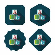 ABC blocks flat icon with long shadow eps10 N12