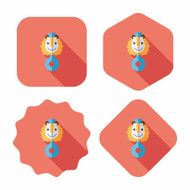 baby Rattle flat icon with long shadow eps10 N148