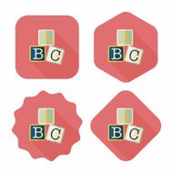 ABC blocks flat icon with long shadow eps10 N13
