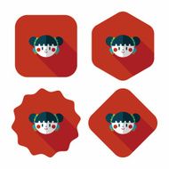 Chinese New Year girl flat icon with long shadow eps10 N72