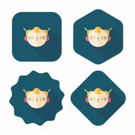 Chinese New Year boy flat icon with long shadow eps10 N42
