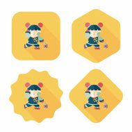 Chinese New Year girl flat icon with long shadow eps10 N79