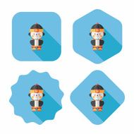 Chinese New Year boy flat icon with long shadow eps10 N44