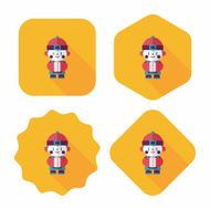 Chinese New Year boy flat icon with long shadow eps10 N45