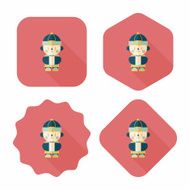 Chinese New Year boy flat icon with long shadow eps10 N46