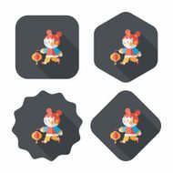 Chinese New Year girl flat icon with long shadow eps10 N85