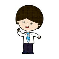 comic cartoon worried school boy raising hand N3