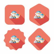 Parents and child shopping flat icon with long shadow eps10 N15