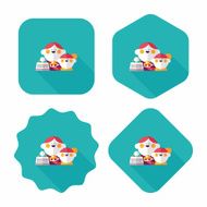 Parents and child shopping flat icon with long shadow eps10 N16