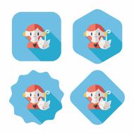 Pet cat and boy friendship flat icon eps10 N2