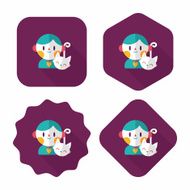 Pet cat and boy friendship flat icon eps10 N3