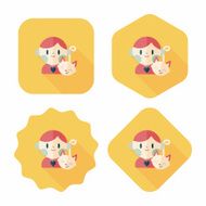 Pet cat and boy friendship flat icon eps10 N4