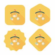 Baby crib hanging toy flat icon with long shadow N17