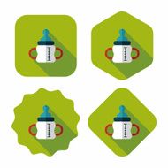 Baby bottle flat icon with long shadow EPS 10 N46