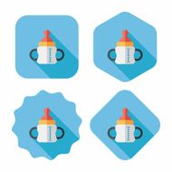 Baby bottle flat icon with long shadow EPS 10 N47