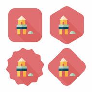 brick house flat icon with long shadow eps10 N14