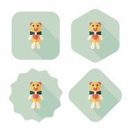 teddy bear flat icon with long shadow eps10 N21