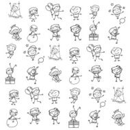 hand drawing abstract cartoon happy kids N6