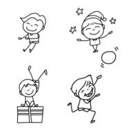 hand drawing abstract cartoon happy kids N7