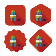 brick house flat icon with long shadow eps10 N15