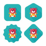 teddy bear flat icon with long shadow eps 10 N9