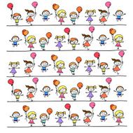 hand drawing cartoon abstract happy kids N2