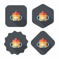 Baby bottle flat icon with long shadow EPS 10 N49