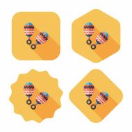 baby rattle flat icon with long shadow EPS 10 N94