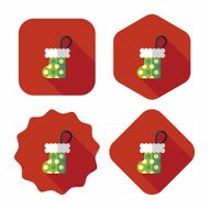 Christmas stocking flat icon with long shadow EPS 10 N14